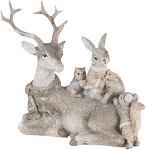 Clayre & Eef Figur Tiere 16 cm Grau Beige Polyresin Tiere