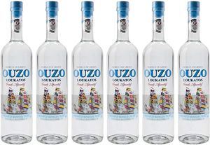 Ouzo Loukatos 6x 0,7l 38% Vol. | Milder Ouzo aus Patras | + 20ml Jassas Olivenöl