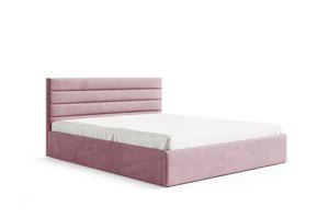 GUTTO Polsterbett Rosa aus Velour 140 x 200 cm Holz - Lattenrost Bett aus Samt - Doppelbett mit schöner Steppung und besonderem Design