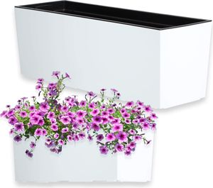 KADAX Blumentopf mit Einsatz "Fontana", 56 cm, Blumenkübel Outdoor, Glattemuster, Weiß