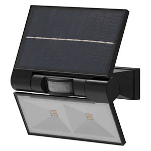 LEDVANCE ENDURA SOLAR DOUBLE Sensor - Solar Flutlicht, LED Strahler mit Bewegungssensor und Tageslichtsensor, aus Edelstahl, Außenbeleuchtung mit Spritzwasserschutz IP44, 3000K warmweiß