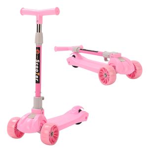 LED Kinder Roller Scooter Klappbar Höheverstellbaren 3 Räder für Kinder 2-8 Jahre in Rosa