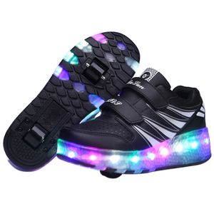 Mode Bunte Led-Licht Schuhe Kinder Erwachsene Ultra-Light Roller Heelys Skates-Schwarz,Größen: 31