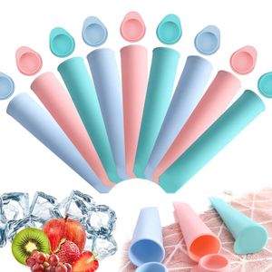 9 bunte Silikon-Eisformen-Set, Wiederverwendbare Eisformen mit Deckel, Geeignet für Kinder und Erwachsene DIY