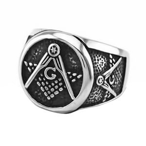 Freimaurer Ring Herren Edelstahl Tempelritter Ring Masonic Siegelring silber 70 - Ø 22,20 mm