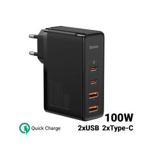 Baseus GaN2 Pro Schnellladegerät 100W USB / USB Typ C Quick Charge 4+ Power Delivery Schwarz (CCGAN2P-L01)