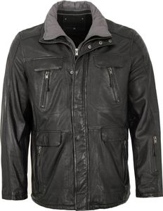 Herren Lederjacke Longjacke Lammnappa schwarz : 56
