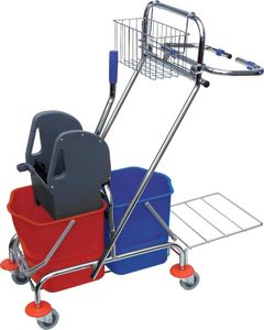 Čistiaci vozík vedro 2x17l, lis, úložný kôš STA SPRINTUS