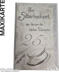 ♥ Maxi Klappkarte zur Silberhochzeit 25, Kartenmaß: 17 x 27 cm, inkl. Umschlag, in Schutzfolie verpackt ♥ Maxi Klappkarte zur Silberhochzeit 25, Kartenmaß: 17 x 27 cm, inkl. Umschlag, in Schutzfolie verpackt