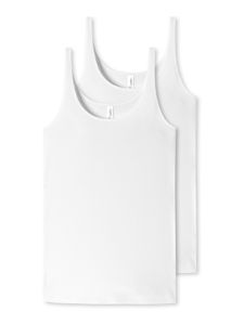 SCHIESSER Damen Trägertop, 2er Pack - Single Jersey, Serie 95/5, uni Weiß 3XL