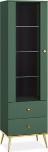 KONSIMO Vitrinenschrank "ARICIA", Grün, Holz, ELEGANT, 55x190x40cm KONSIMO Vitrinenschrank "ARICIA", Grün, Holz, ELEGANT, 55x190x40cm