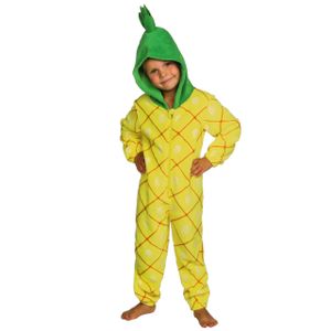 Ananas-Fleece-Schlafanzug, einteilig, Kinder-Onesie mit Kapuze 7-8 Jahre