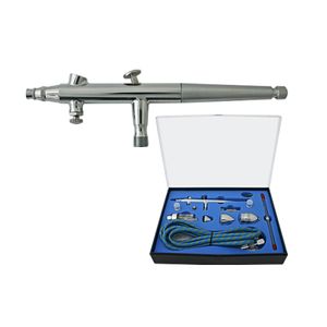 Wiltec Airbrush Pistole Typ 186K mit Double Action Funktion, Düse Ø 0,2-0,5 mm, 3 Farbbecher, Adapter für Modellbau, Nailart usw.