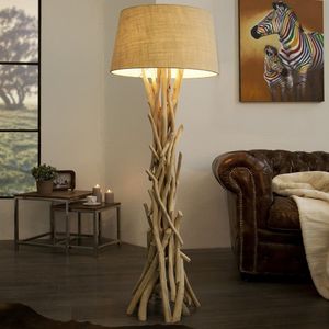 cagü: Unikat Design Stehlampe KEMANG Beige aus Treibholz handgefertigt 155cm Höhe