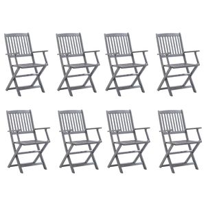 HOMMIE© Outdoor-Stuhl ,Klappbare 8er Set Gartenstühle Massivholz Akazie Relaxsessel Armlehnstuhl & schlichten Design