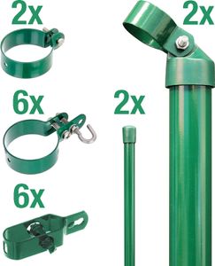 Zaunanschluss-Set Wellengittertor an Maschendrahtzaun | Set,2s | grün | Einbetonieren | Torpfosten-Ø: 60 mm | Zaunhöhe: 1250 mm