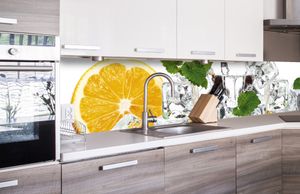 Küchenrückwand Folie selbstklebend ZITRONE UND EIS 260 x 60 cm - Klebefolie - Dekofolie - Spritzschutz für Küche -
