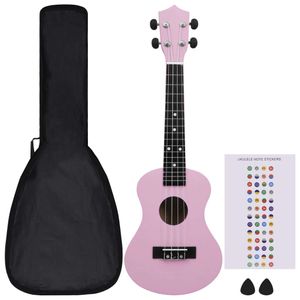 vidaXL Sopran-Ukulele-Set mit Tasche für Kinder Rosa 23"