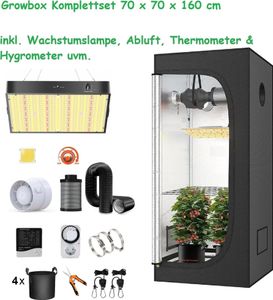 JUNG Gewächshaus Growbox Komplettset Anzuchtset mit Zuchtzelt LED-Lampe, Anbau Pflanzen, BxTxH: 70x70x160,00 cm, Growbox, Gewächshaus Komplett Set