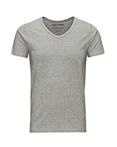 Jack & Jones Herren T-Shirt Basic V-Ausschnitt 12059219, Größe:L, Farbe:Grau