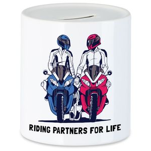 Riding Partners For Life Spardose Motorrad Motiv Motorradfahrer Moped Motorradfahrerin Motorradtour Bike Pärchen