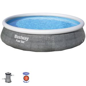 Bestway 57376 Rýchlo nastaviteľný rozširujúci bazén s filtračným čerpadlom sivý 3,96 m x 84 cm