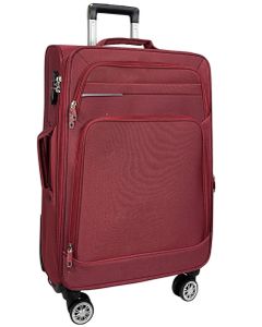 My Travel Bag 3090 Stoffkoffer 4-Rollen Trolley Koffer Reisekoffer Tasche Reisetasche Leicht Rot M (Handgepäck)