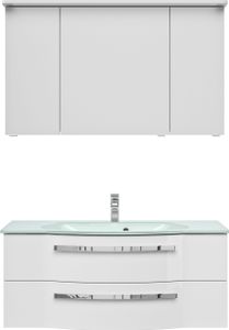 PELIPALSerie 4005 9921200211 Block bestehend aus:Glas-Waschtisch, Unterschrank, Spiegelschrank mit Kranz / 120cm