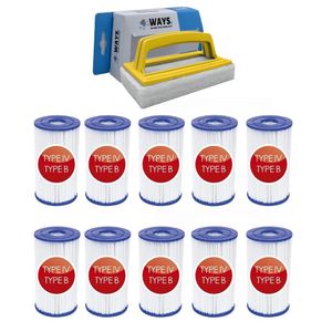 Bestway - Typ IV-Filter geeignet für Filterpumpe 58391 - 10 Stück & WAYS Scheuerbürste
