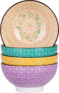 Vancasso Schalen Set, Tulip 4 teilig Müslischalen aus Porzellan, Suppenschalen,  600ml