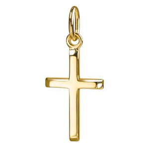 Anhänger-Kreuz 750 Gold Goldkreuz für Damen, Herren und Kinder mit abgeflachten Kanten als Kettenanhänger 18 Karat mit Schmuck-Etui