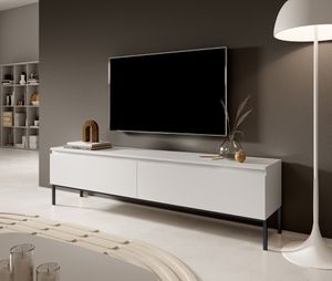 Selsey TV-Schrank Bemmi -  Lowboard, Weiß mit schwarzen Beinen, 150 cm