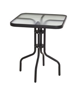 Metall Glastisch in schwarz - 60x60 cm - Modell: ECKIG