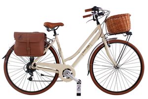 Dolce Vita by Canellini Fahrrad Citybike Frau Aluminium mit Korb und Tasche - Beige 46