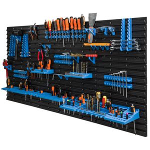 Werkzeugwand 154 x 78 cm Werkstattregal Werkzeugträger  Werkzeughalter BLAU Kunststoff Garage Werkstatt Wand