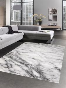 Teppich Design Wohnzimmer Teppich Marmor Optik grau creme Größe - 200 x 290 cm