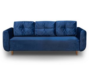 Sofa mit Schlaffunktion SEVILLA im skandinavischen Stil, Sofa mit Bettkasten und Schlaffunktion, Schlafsofa, Schlafsofa, Schlafsofa zum Schlafen, Sofa vom Hersteller, Sitzgarnitur (marineblau)