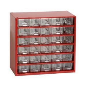 MARS Kleinteilemagazin mit 30 kleinen Schubfächern Metallgehäuse | HxBxT 28,2x30,6x15,5cm | Rot