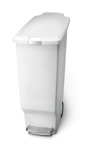 simplehuman 40 Liter schmal Treteimer, weißer Kunststoff - 16,5x16,5x28 cm; CW1362