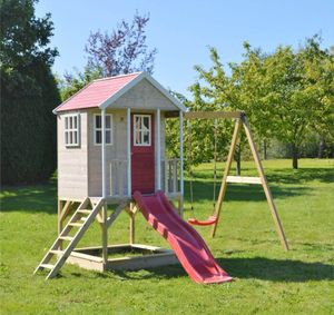 Wendi Toys Spielhaus Alpaka aus Holz Fußboden inklusive Satteldach