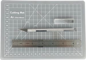Pebaro Cutter-Set mit Messer, Schneidematte, Lineal, 5 Ersatzklingen, 17MAT