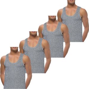 4 Herren Unterhemden extralang long 100% Baumwolle 5 / S Grau