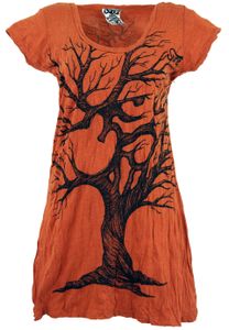 Sure Long Shirt, Minikleid OM Tree - Rostorange, Damen, Baumwolle, Größe: S