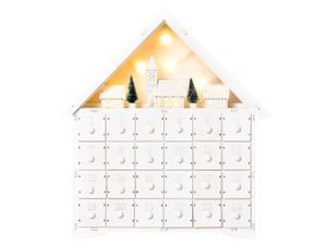 Kalendarz adwentowy 830-416, dekoracja, 24 szufladki, oświetlenie LED, biały, 39 x 9 x 42 cm