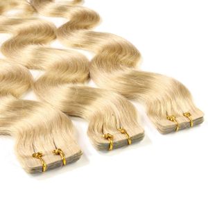 hair2heart Pásky na predlžovanie ľudských vlasov vlnité - 10 pások 2,5 g 40 cm 9/0 svetlá blond