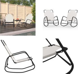 vidaXL Leżaki bujane 2 szt. Kremowa stal i textilene - Leżak - Leżak - Leżak bujany - Fotel wypoczynkowy