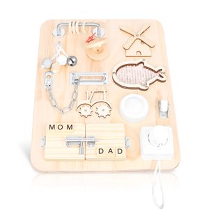 Busy Board Holz montessori busy board für Kleinkinder, Montessori Spielzeug, Baby Pädagogisches Sensorik Spielzeug, rosa