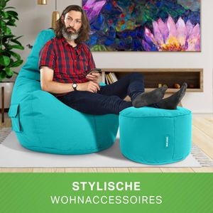 2er Sitzsack Set - Cozy Sitzsack + Stay Hocker - Türkis