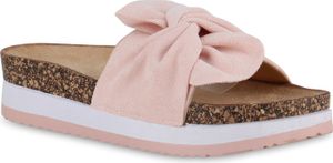 VAN HILL Damen Pantoletten Sandaletten Profil-Sohle Schuhe 841090, Farbe: Rosa, Größe: 37
