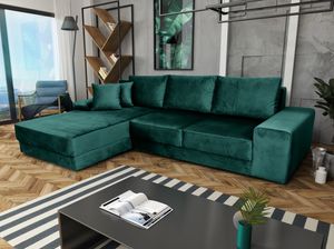 Ecksofa Eckcouch L Form Sofa mit Schlaffunktion Amber Bettkästen Couch Wohnlandschaft Seite: Links